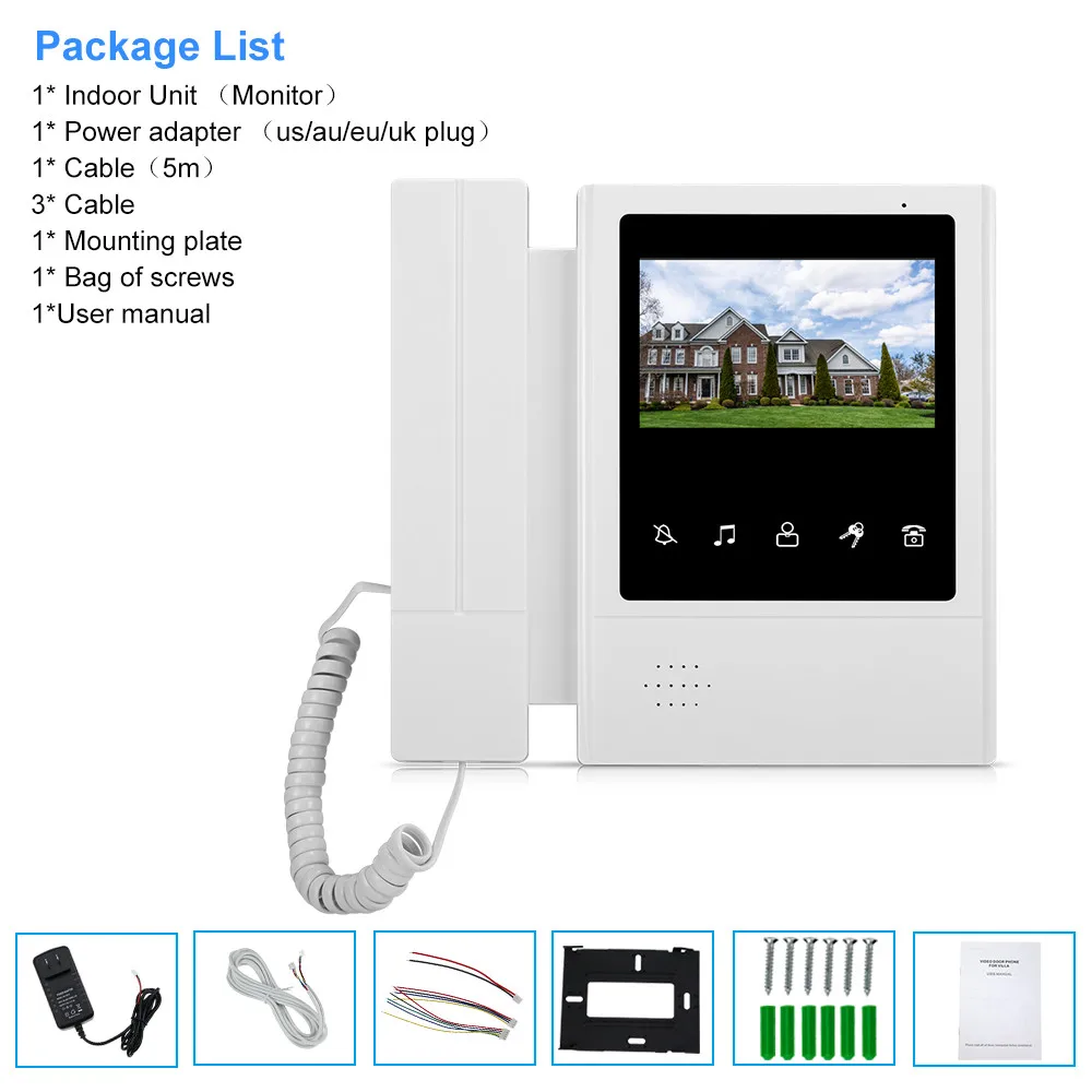 OBO 4.3inch TFT-LCD Color Video Door Phone Doorbell Intercom System Indoor Monitor Screen Video Doorphone for Home 25 Ringtone