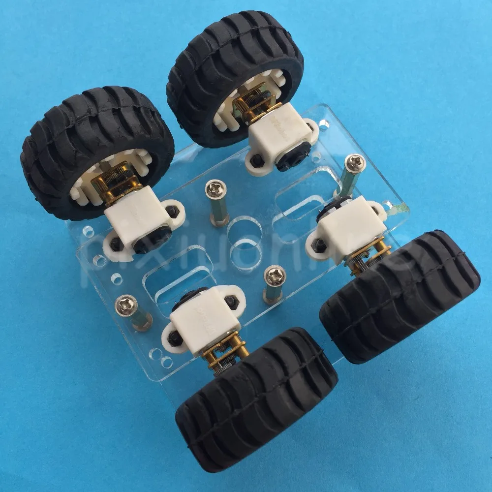 1suit J266Y DIY Assembled 4WD Transparent Acrylic Board Model Car with 4 N20 GEAR MOTOR DIY Chassis Frame