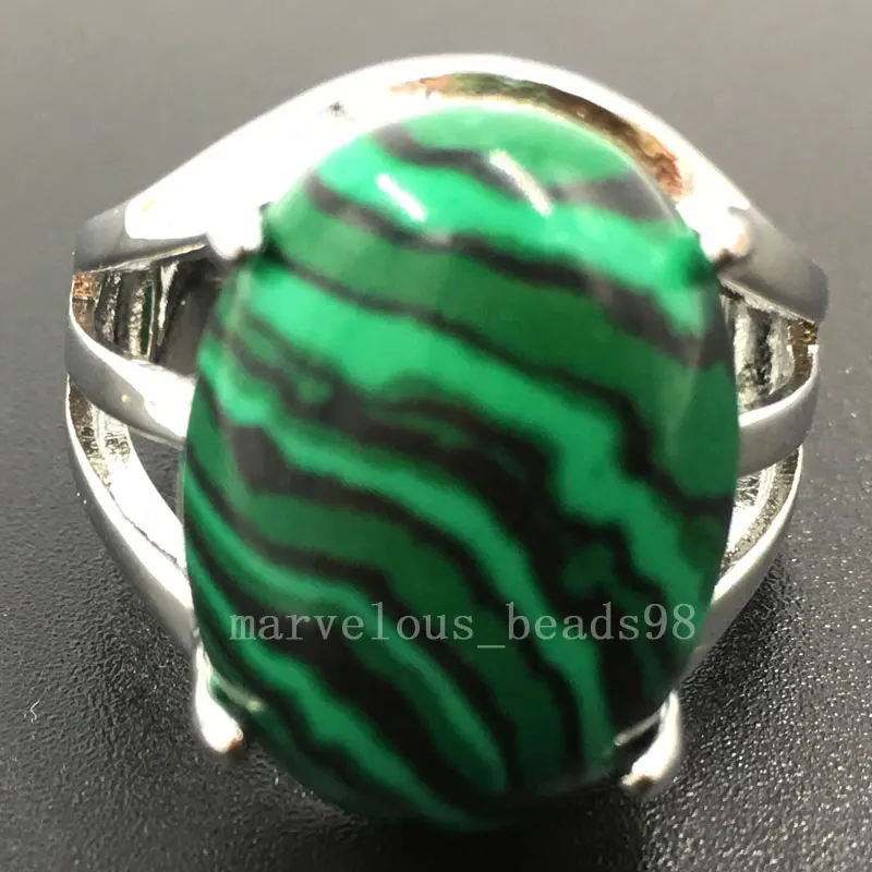 Malachite Opal Tigers Eye Blue Sand Lapis Lazuli Crystal Howlite Carnelian Women Men Art Oval Ring  7~12