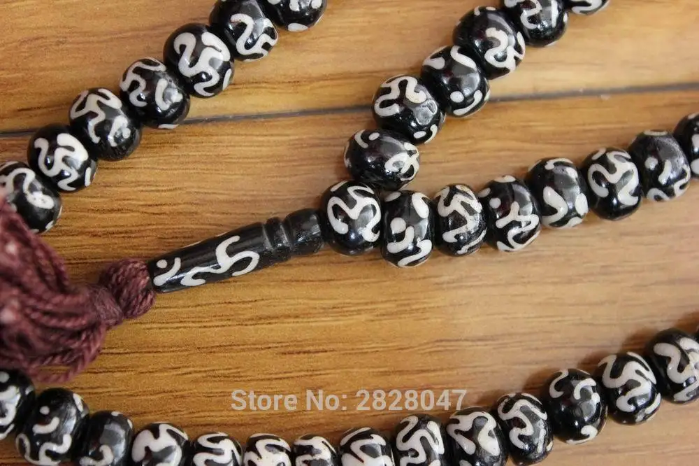 ML139 Tibetan Buddhist 108 Beads yak bone Rosary Necklace Tibet Hand Painted OM mantras Prayer Mala Bracelet