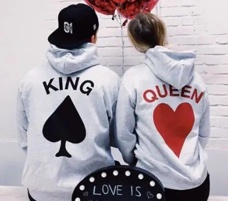 

BKLD 2024 Autumn King Queen Printed Hoodies Women Men Lovers Sweatshirt Matching Hoodies For Couples Hooded Hoodies Sweatshirt