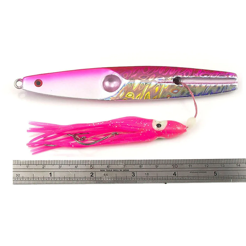 3PCS 150g 5.3oz Countbass Inchiku Jig with Octopus Assist Hook, Squid Jigging, Saltwater Bottom Ship Snapper Fishing Lures