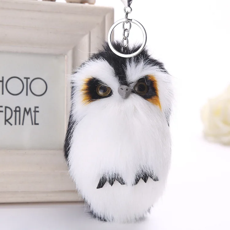 Imitation cony hair Pendants Keychain Lovely animal Owl Car Key Holder Fashion Bag Charm Accessories female Gift Jewelry K1636