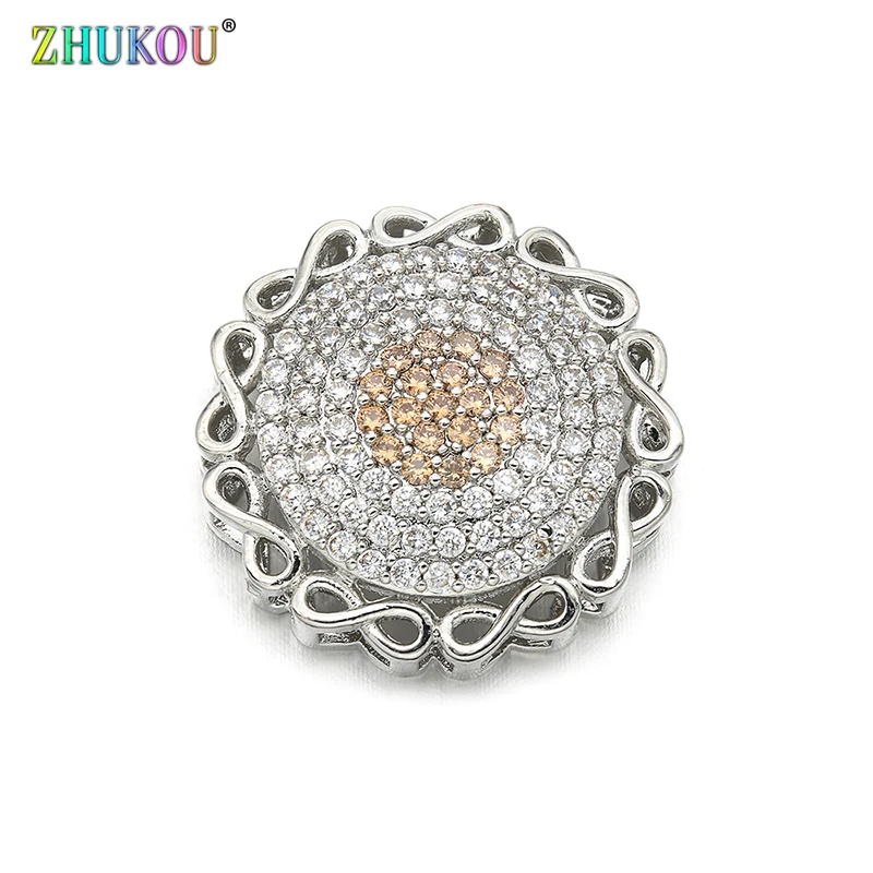 19*19mm 패션 황동 큐빅 지르코니아 라운드 모양 꽃 매력 커넥터, DIY 보석 만들기, 모델: VS293