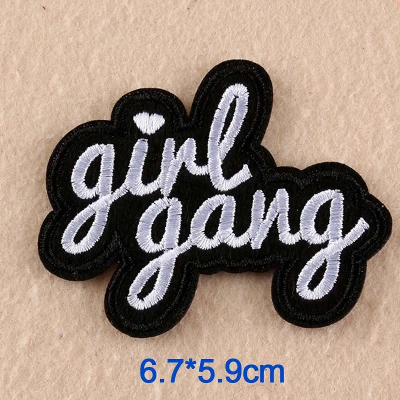 Limited Edition Red Girl Gang Words Embroidery Clothes Patches For Clothing Skirts Jeans Hat Handbag Ironing Iron On Patch