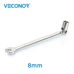 8mm Metric Swivel Head Socket Combination Spanner, Chrome Vanadium