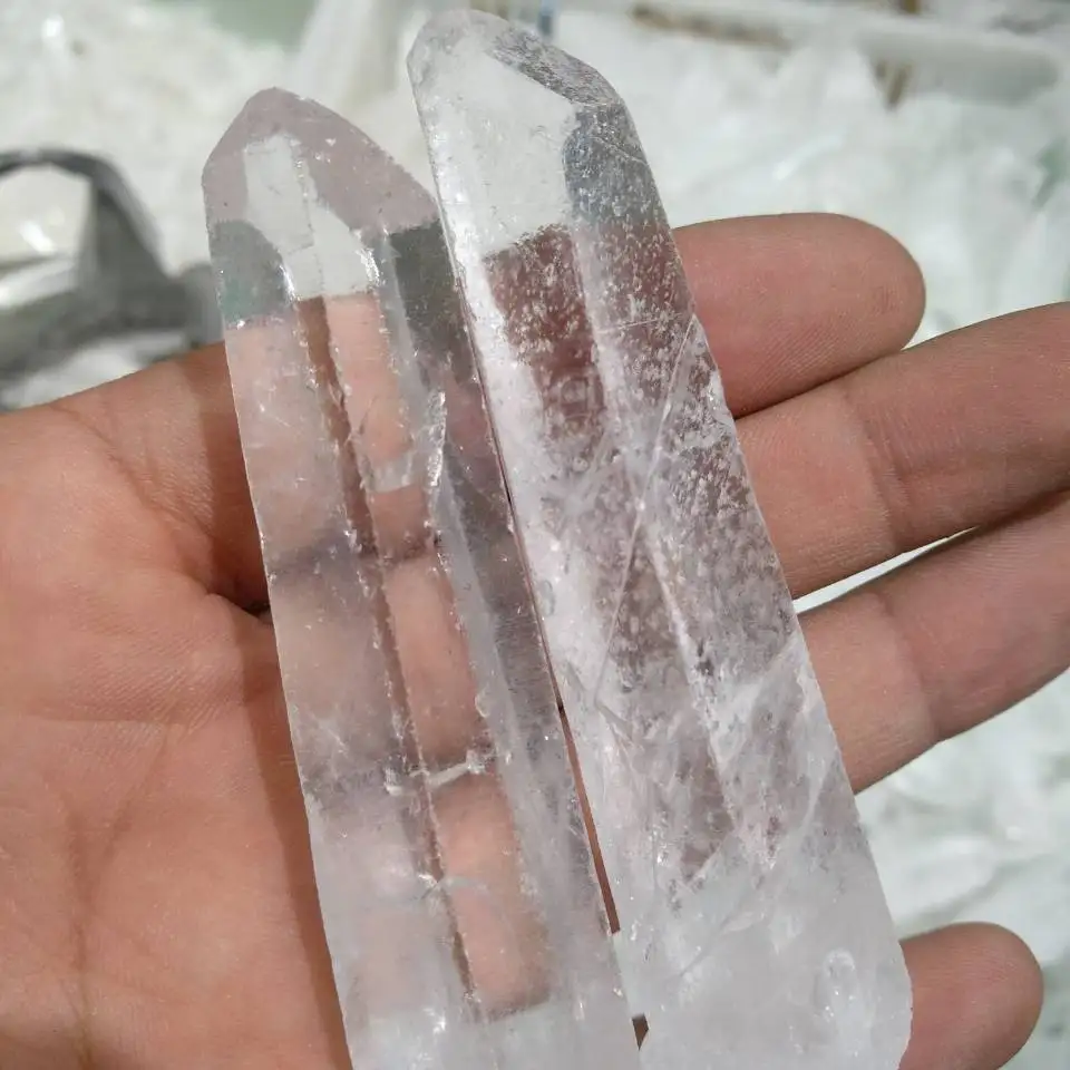 2pcs Natural Double end Lemurian Seed Quartz Crystal Point