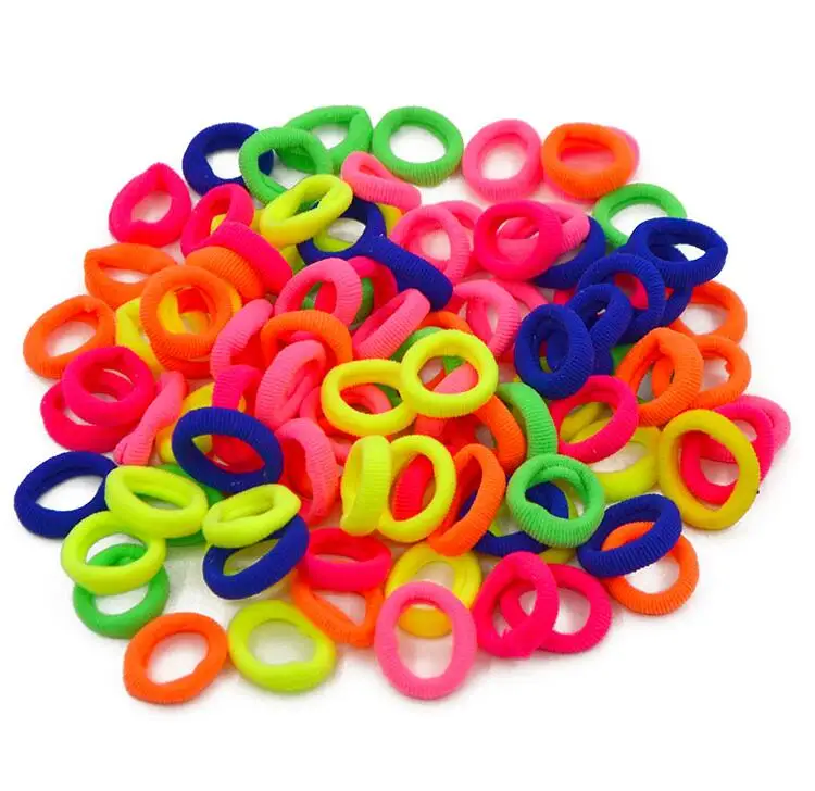 50 Pcs Cute Small Child Kids Ponytail Holders Black White Colorful Seamless Rubber Band Tie Gum Hair Bands For Girl