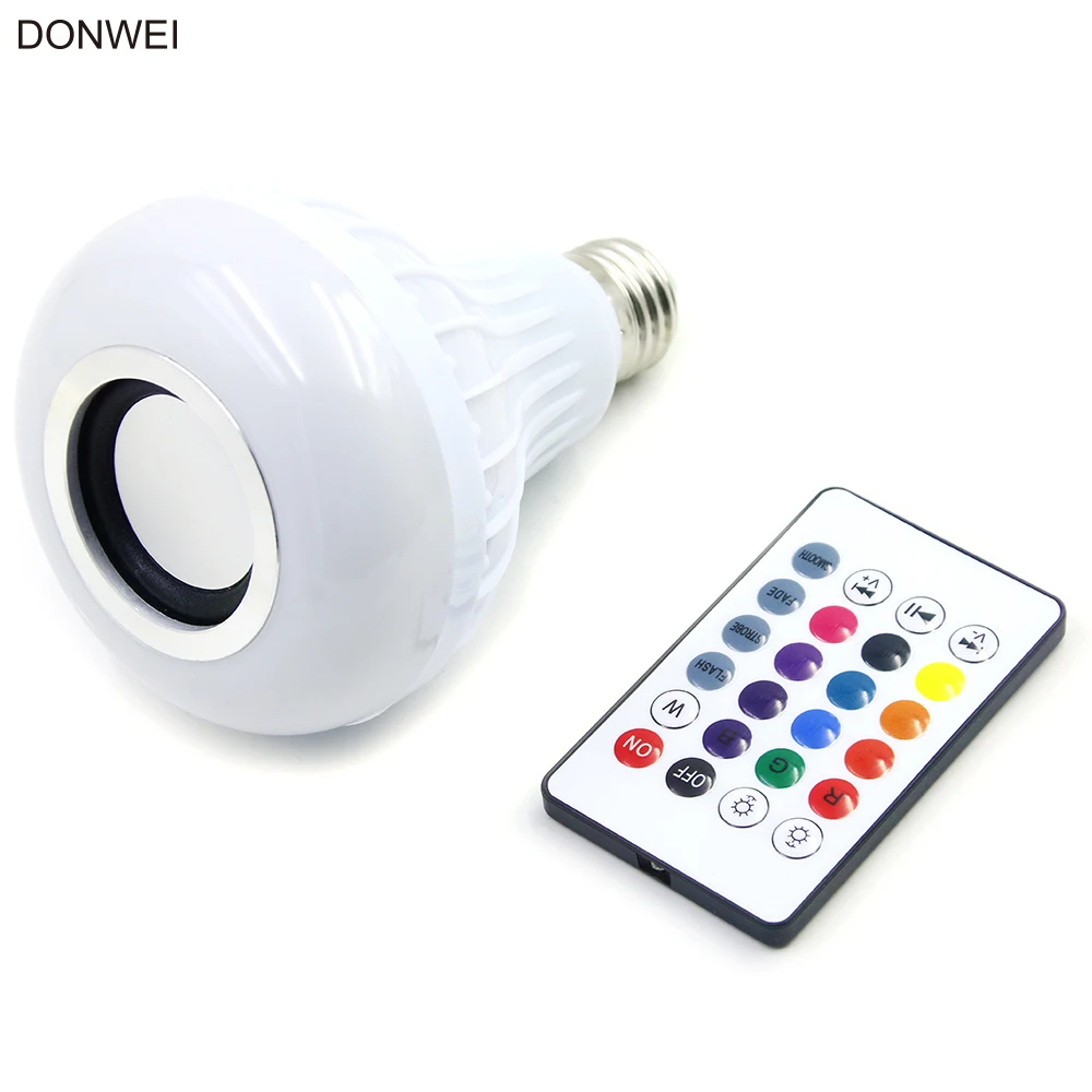 

DONWEI 12W E27 LED Bulb RGBW 4.0 Bluetooth Speaker Light Bulbs 24 Keys Remote Control Support Smart Phone Dimmable Music Playing