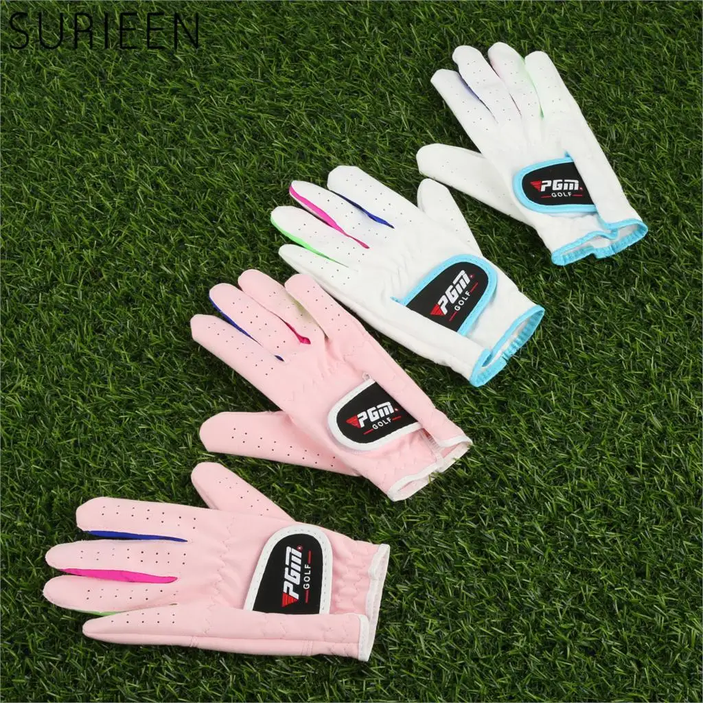 SURIEEN 1 Pair Children Kids Outdoor Sport Golf Gloves High Quality Microfiber Cloth Breathable Anti-slipping Gloves 14 15 16 17