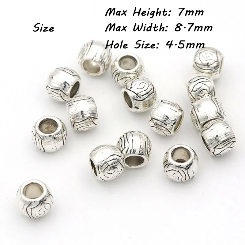 20pc Große Loch Europäischen Lose Spacer Metall Perlen Für Hand Schmuck Machen Diy Halskette Armband Zubehör Großhandel – Detail 4