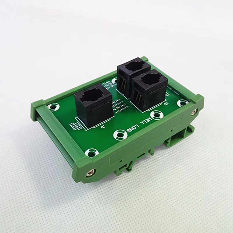 RJ9 4P4C DIN Rail Mount Interface Modul,3-Way Buss Breakout Board,Terminal Block, Connector.