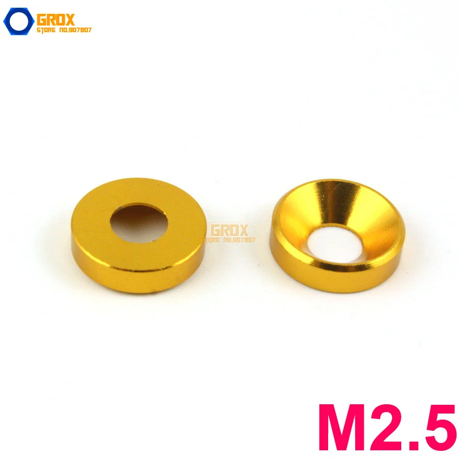 

30 Pieces M2.5 Gold Aluminum Washer Countersunk Flat Head Screw Washer