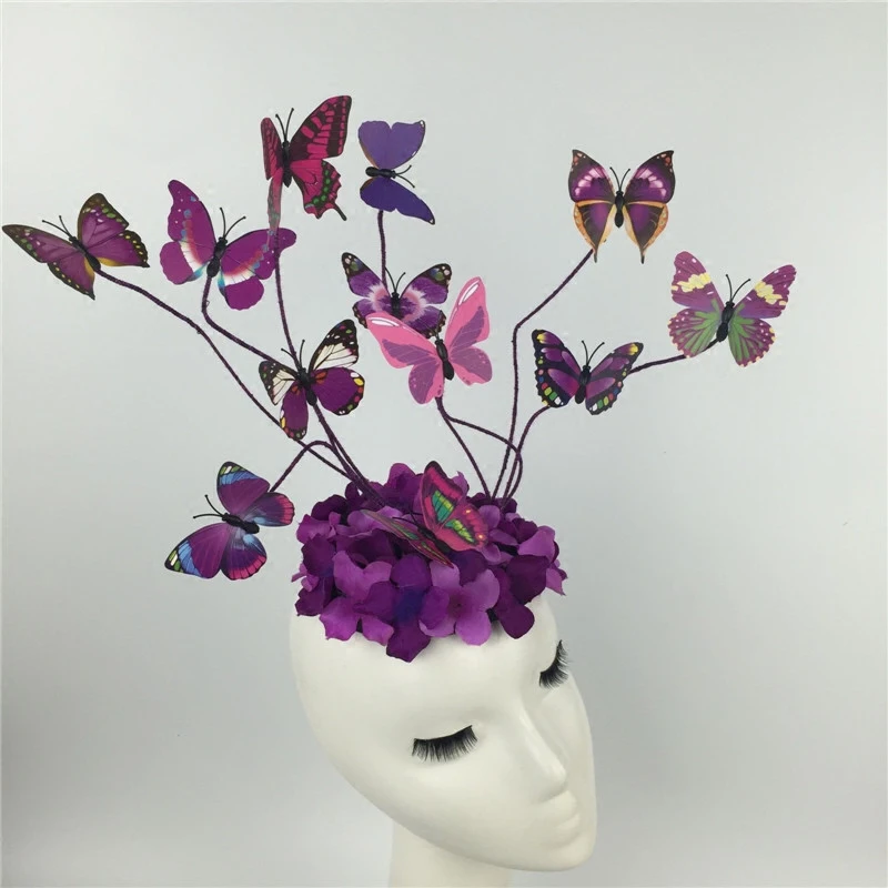 

Butterfly Floral Hairband Girls Princess Queen Headwear Model Catwalk Makeup Accessories Stage Performance Headdress