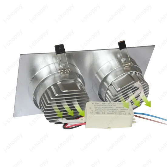 Dimmable/N 6W/10W/14W/20W/30W LED COB Recessed Light Dual Head Grille Lamp Hotel Living Room Black Shell