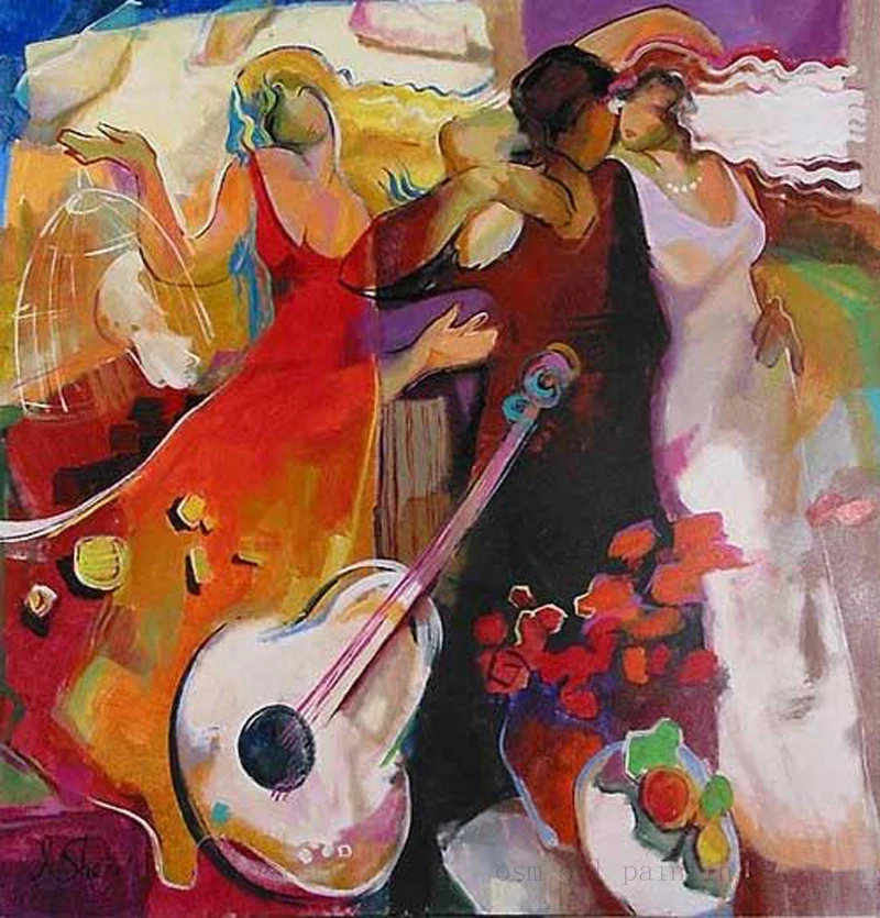 

Hand Painted Abstract Fine Wall Art Painting Melody Love Sample Video the Man and Sexy Women Happy Decorative Hang Picture Craft