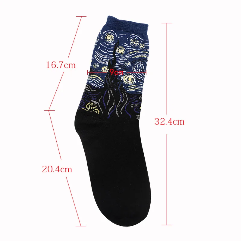 5 Pairs/lot Painting Art Socks Women Happy Colorful Cotton Socks Van Gogh Retro Oil World Famous Painting Socks Lot( NO BOX )