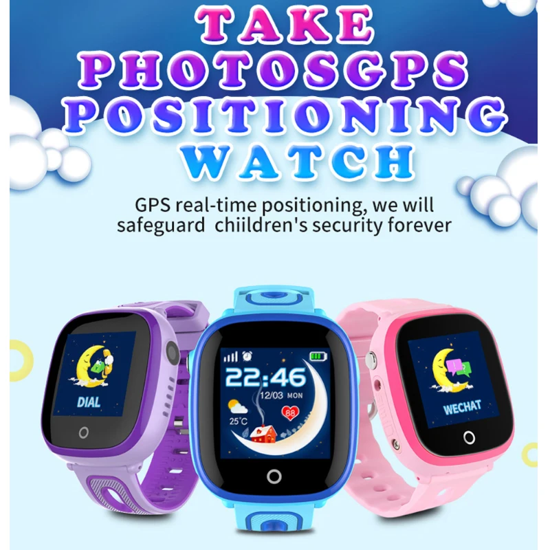 Детские умные часы с GPS LBS-позиционированием, безопасные умные часы, SOS-вызов, голосовые звонки, анти-потерянные IP67, водонепроницаемые умные часы DF3