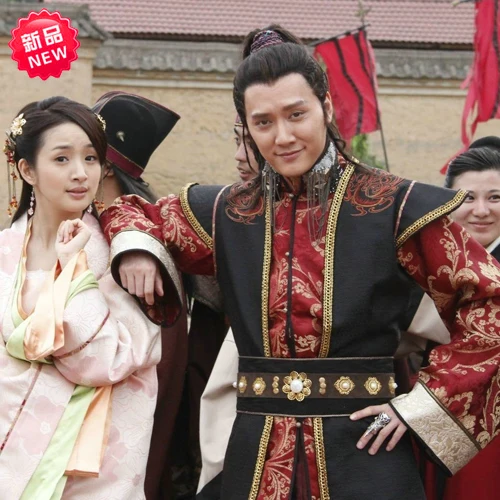 New TV Play General Lan Ling Traditional Hanfu Costume in North & South Kingdoms Black Red General Costume