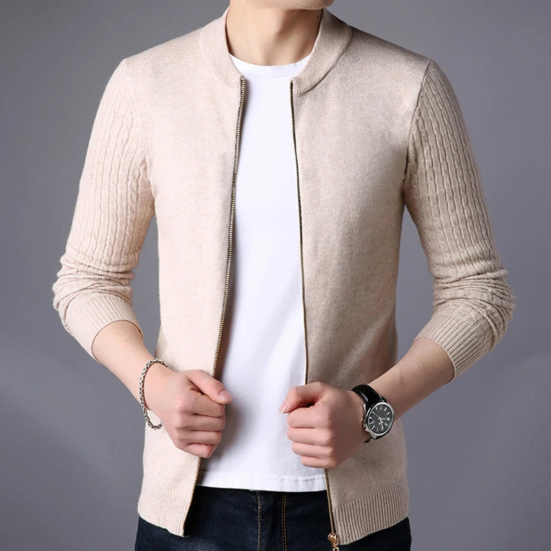 LISEAVEN-Veste pull en tricot pour homme, vêtement solide, cardigans chauds