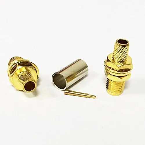 

100PCS goldplated straight RP SMA Female jack Nut bulkhead Crimp Connector for RF Coax Coaxial RG58 LMR195 RG142 cable