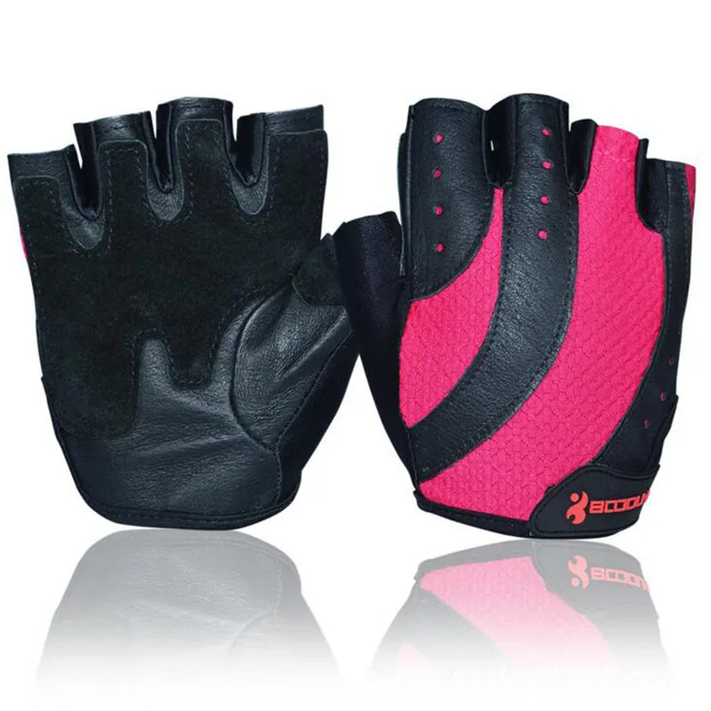 BOODUN-Guantes de medio dedo para mujer, a prueba de golpes, para Fitness, Ciclismo