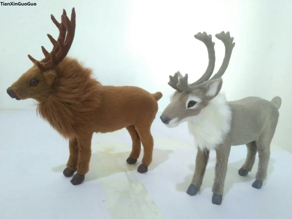 about 18x17cm simulation christmas deer hard model plastic&furs reindeer prop,home decoration toy gift s1631