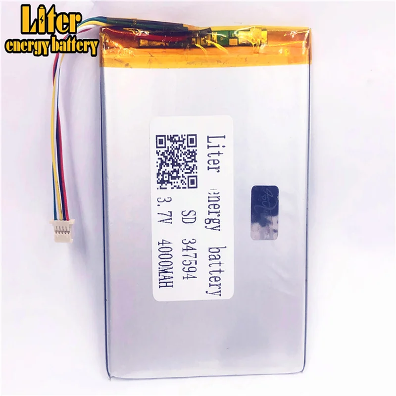 1.0MM 5pin connector 347594 357595 4000mah 3.7V Cheap price lithium polymer battery for tablet pc