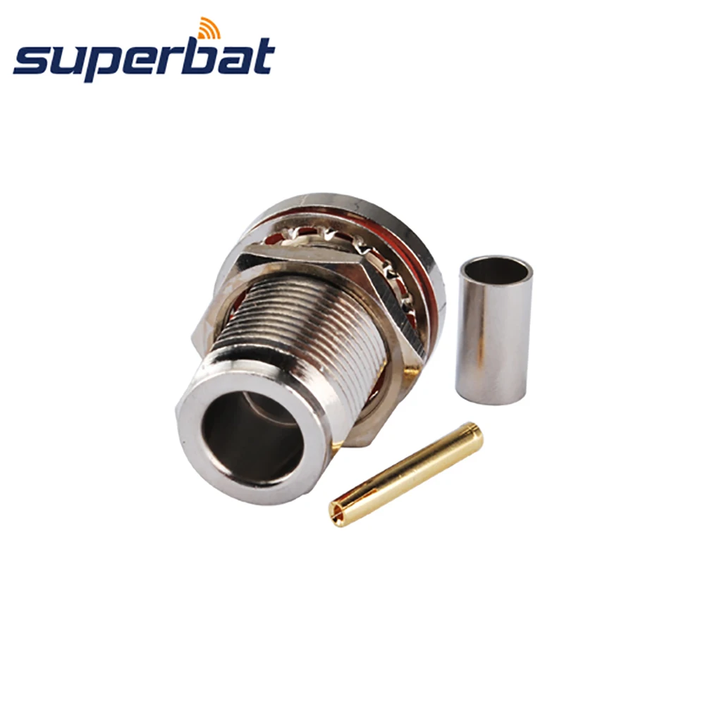 Superbat N Crimp Female Bulkhead O-ring RF Coaxial Connector for Cable RG58 RG142 RG400 KSR195 LMR195