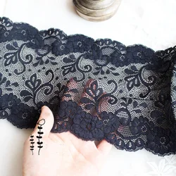 Elastic Lace Embroidery Stretch, Black and White, DIY Apparel Fabrics, Skirt Hem, Underwear Sewing Craft, 5Yards, 16cm Width