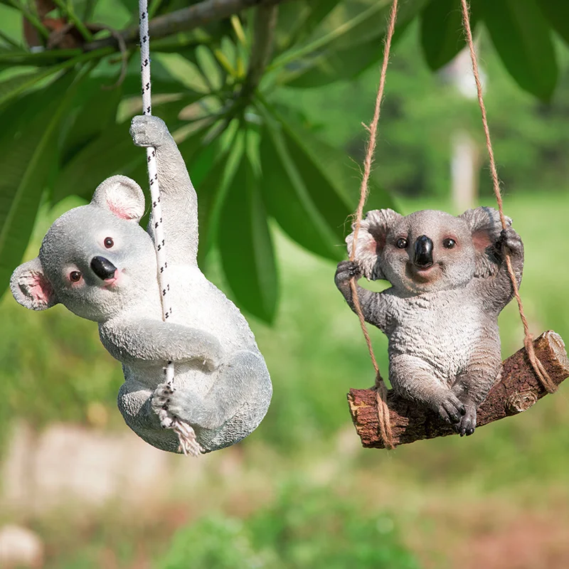 Home Garden Resin Animal Crafts Gardening Landscape Sculpture Swing Koala Panda Monkey Pig Kindergarten Tree Ornament Decoration