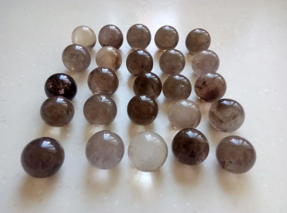 TOP!!! 25pcs NATURAL smoky QUARTZ CRYSTAL sphere ball HEALING 374.5g