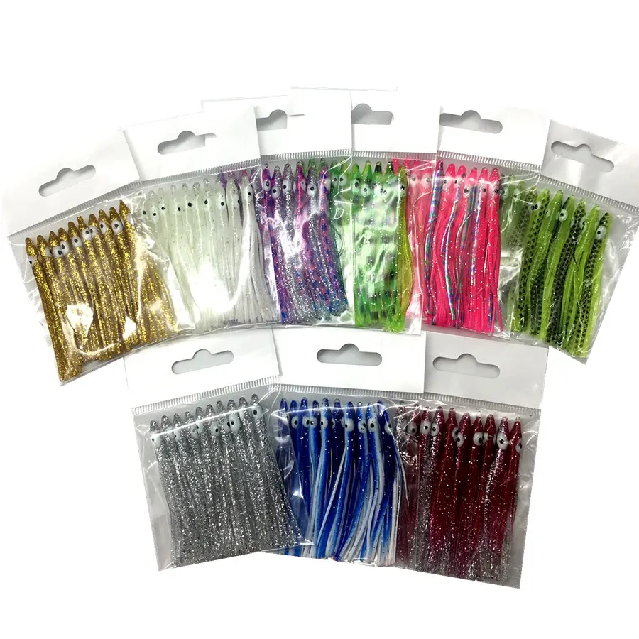 10Pcs*7cm Sea Fishing Silicone Artifical Soft sabiki Lure Needle-shaped Octopus Skirt Squid Lure Rig Saltwater Soft Jigging Bait