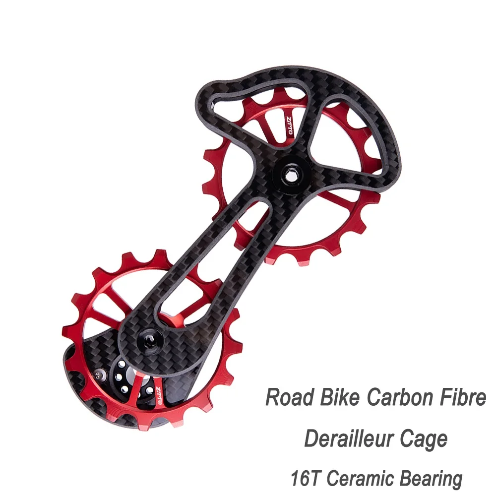 

Road Bike Carbon Fibre Derailleur Cage With 16T Ceramic Jockey Wheel Lower Pulley For Shimano Dura-Ace R5800 5700 4600 4700