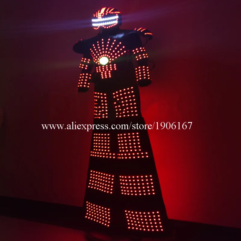 Colorful Led Luminous Stilts Robot Dance Suit Led Growing Ballroom Costume Grand Event Party Led Light Up Performance Clothing