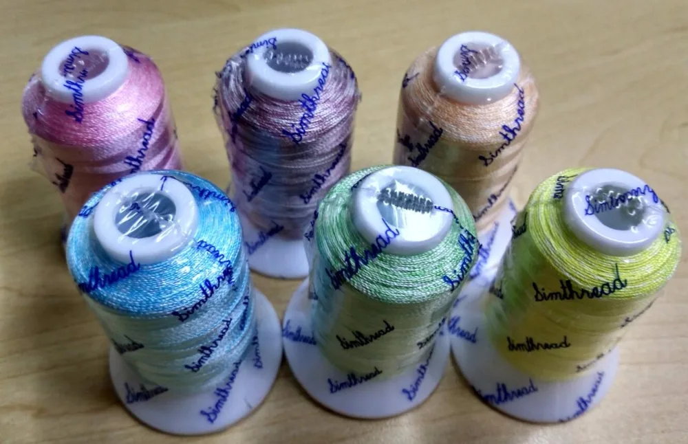 Variegated embroidery machine thread 6 assorted colors, 100% viscose rayon embroidery thread for Brother Singer Janome Pfaff