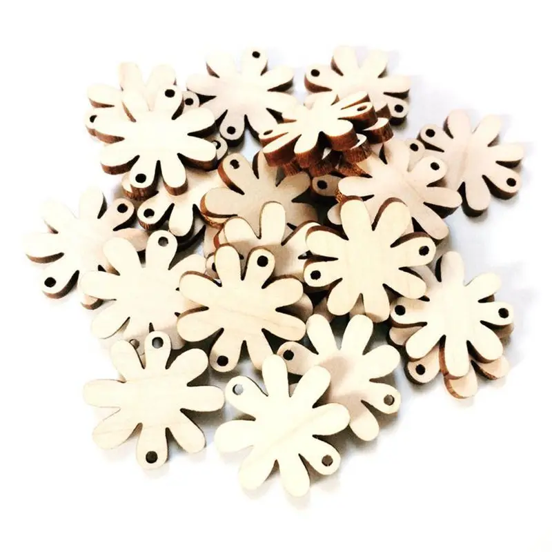 

50xLaser Cut Wood Flower(5cm) Shapes diy crafts accessory