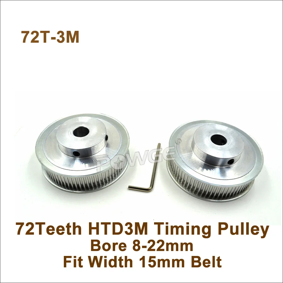 P0WGE 72 Teeth 3M Timing Pulley Bore 8/10/12/14/15/19/10/22mm Fit W=15mm 3M Synchronous Belt 72T 72Teeth 3M Pulley 72-3M