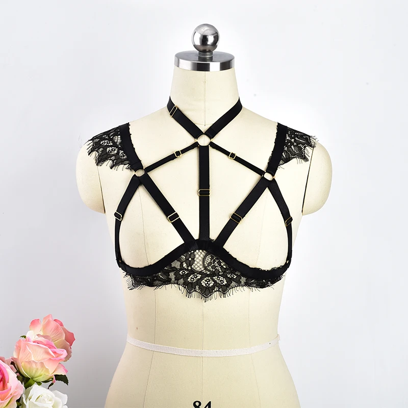 

2018 New Hot Body Harness Elastic Body Cage Bra GoTop Chest Harness Studded Sculpting Garter Belts Crop Tops