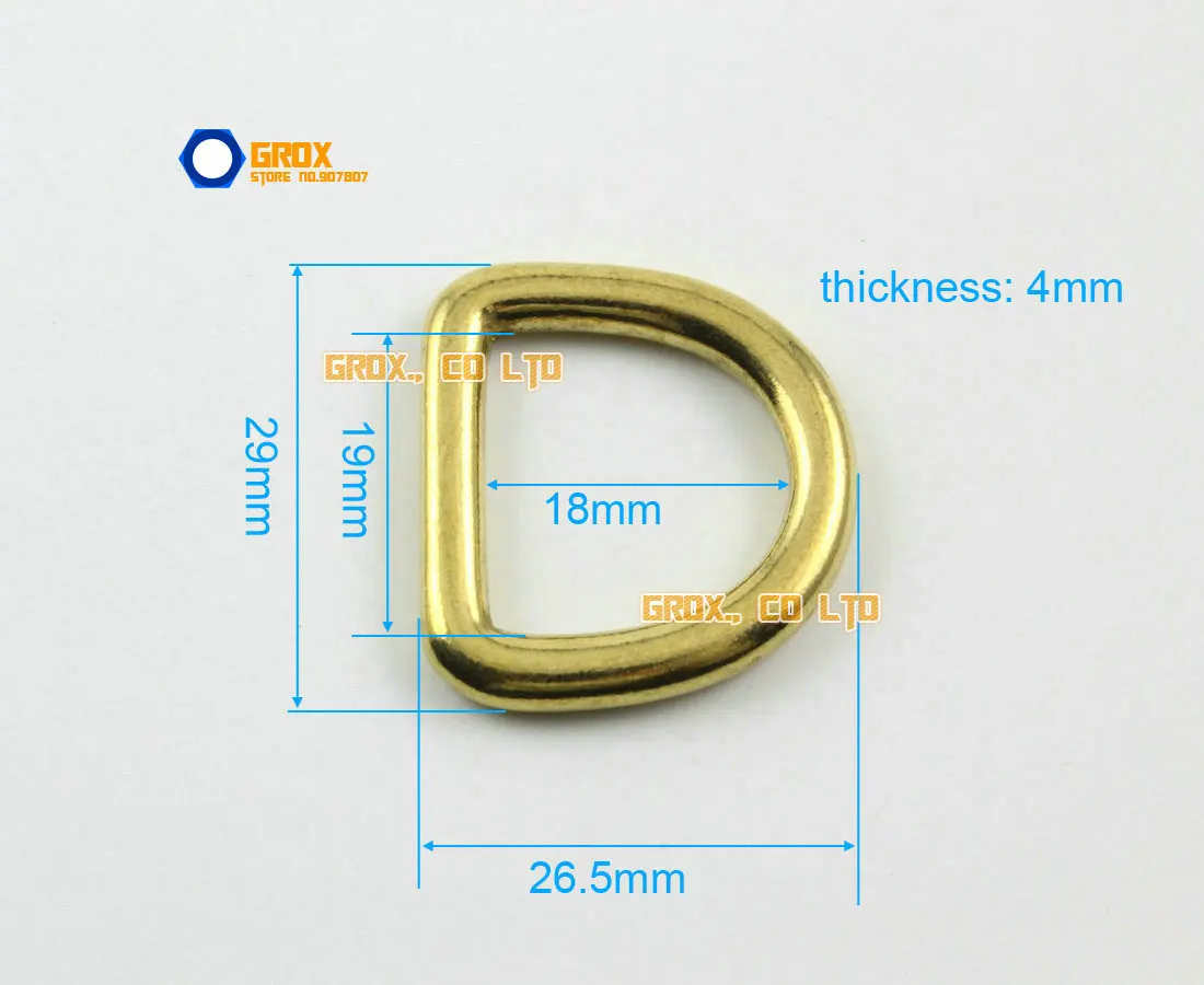 10 Pieces 19mm Solid Brass D Ring For Purse Bag Handbag Strap Dee Ring