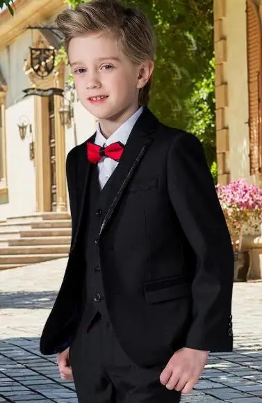 

Charcoal Boys OccasionTuxedos Notch Lapel Two Button Kids Wedding Tuxedos Child Suit Holiday clothes(Jacket+Pants+Tie+Vest