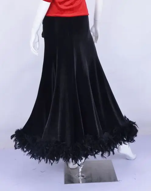 

ballroom dance modern dance band velvet feather edge eight skirt modern practice skirt S13032