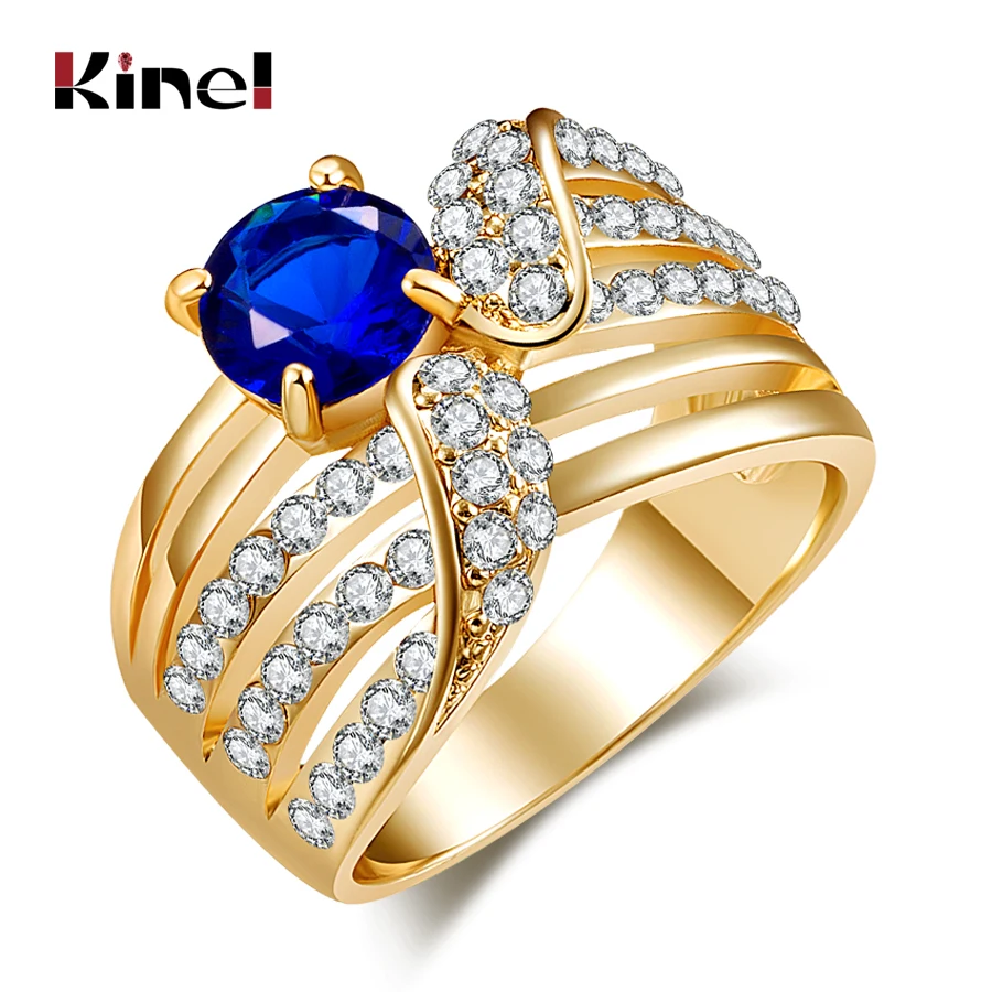 Kinel Hot Vintage Ringen Zwart Natuurlijke Zirkoon Wit Kristal 585 Rose Gold Ring Voor Vrouw Bruiloft Mode Sieraden 2021