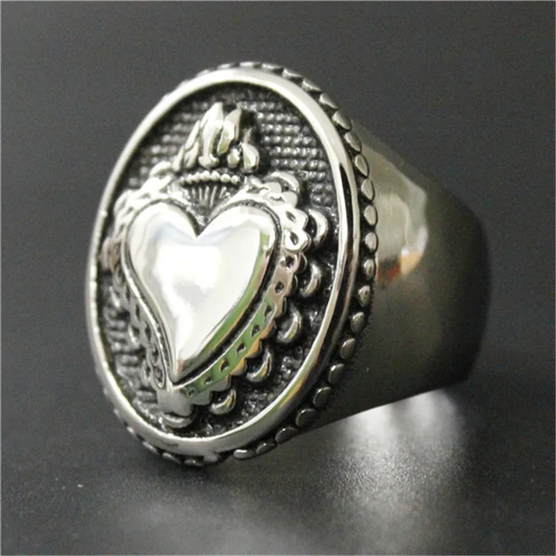 1pc Polishing Love Heart Ring 316L Stainless Steel Punk Style Lovers Ring