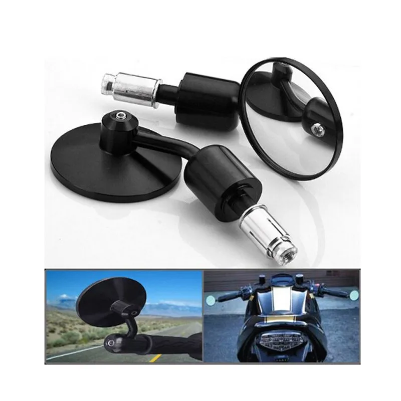 2pcs Motorcycle CNC Aluminum Black Bar End rearview Mirrors 7/8