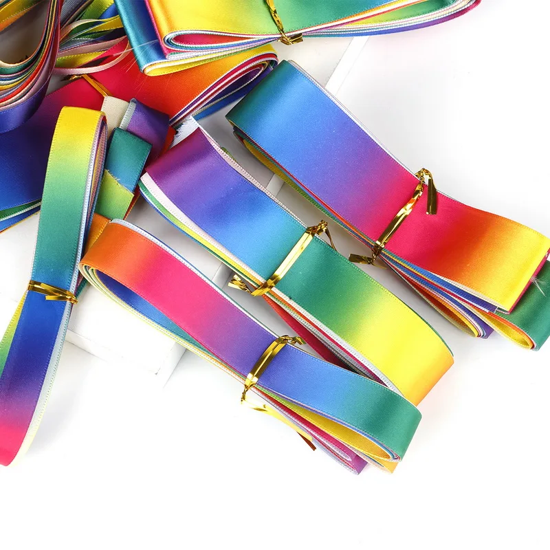 Breite 6/10/12/15/20/25/30/40/50mm Regenbogenfarbene Ripsbandbänder für Schleifen, Handarbeiten, DIY, Nähen, Bekleidung und Verpackungsmaterialien, 5 Yards / Rolle – Detail 4