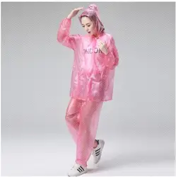 Raincoat adult men women waterproof outdoor transparent thin ultra light raincoat set