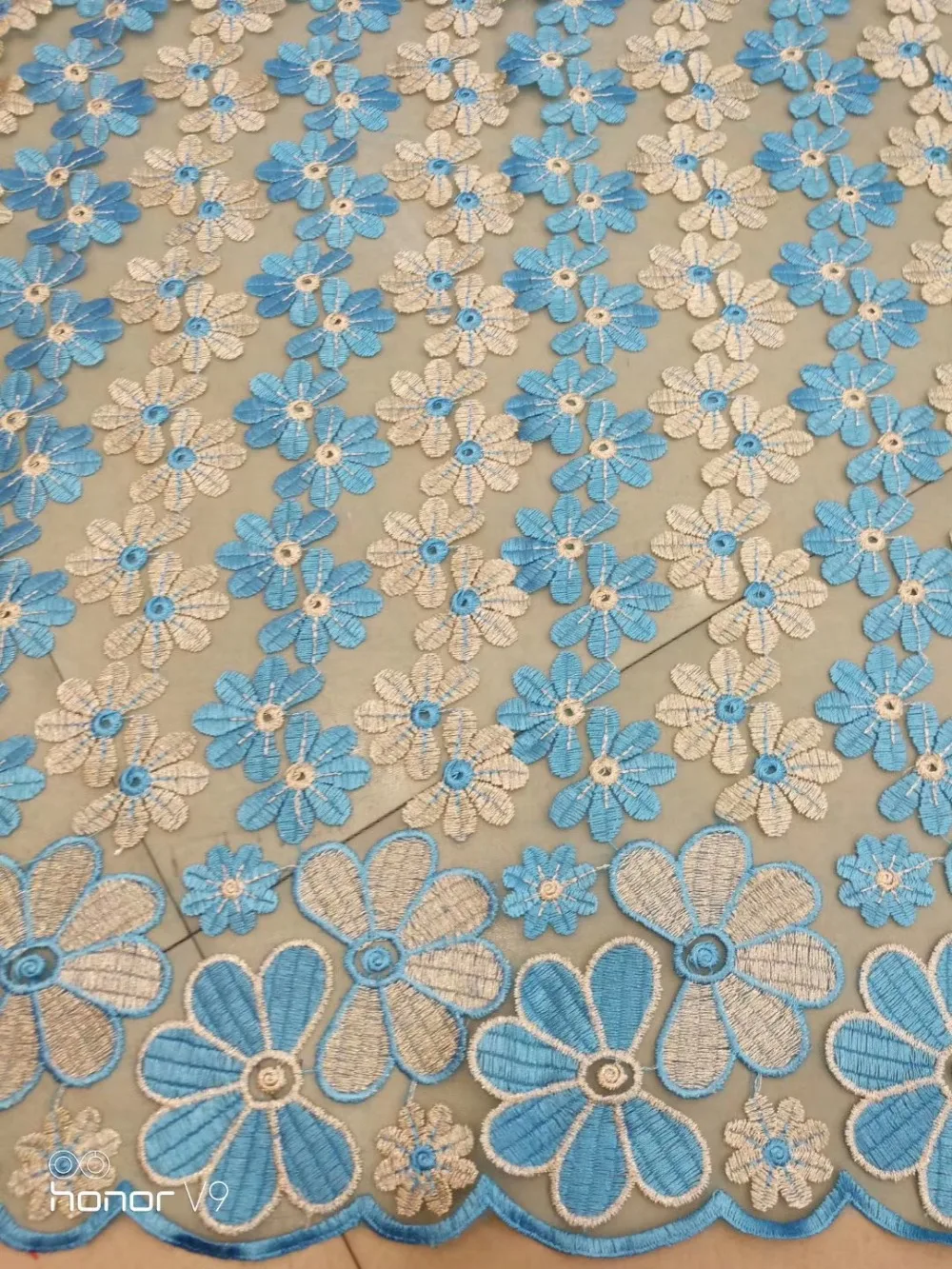 Mesh base dyed yarn polyester embroidery daisy flower lace fabric,8 colors available,XERY-YY190429B