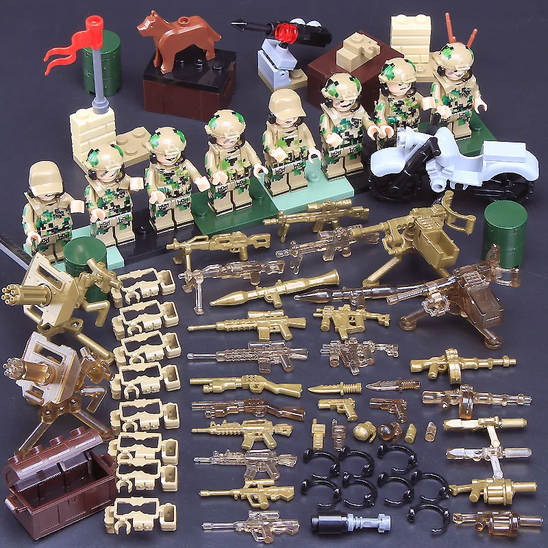 Camouflage Mini Toy Gun Armed Special Forces Building Block Soldier Weapon Base Military Mini War Education Gift for Boy Kids