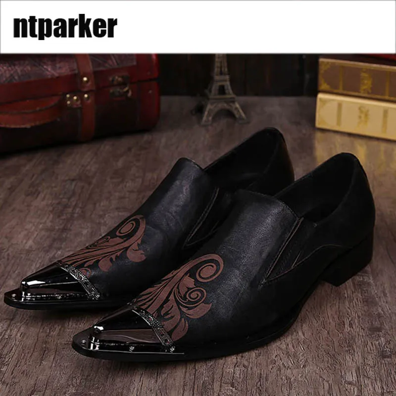 

ntparker-Western Style Fashion Man Dress Shoes Pointed Toe Stylist Hairdresser Man Leather Shoes for Business, Big SizeUS6-US12